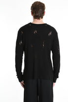 3V M1191 SWEATER Regular Jersey Micro Breakages Black LA HAINE INSIDE US