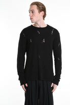 3V M1191 SWEATER Regular Jersey Micro Breakages Black LA HAINE INSIDE US