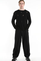 3V M1191 SWEATER Regular Jersey Micro Breakages Black LA HAINE INSIDE US