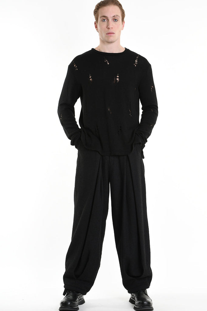 3V M1191 SWEATER Regular Jersey Micro Breakages Black LA HAINE INSIDE US