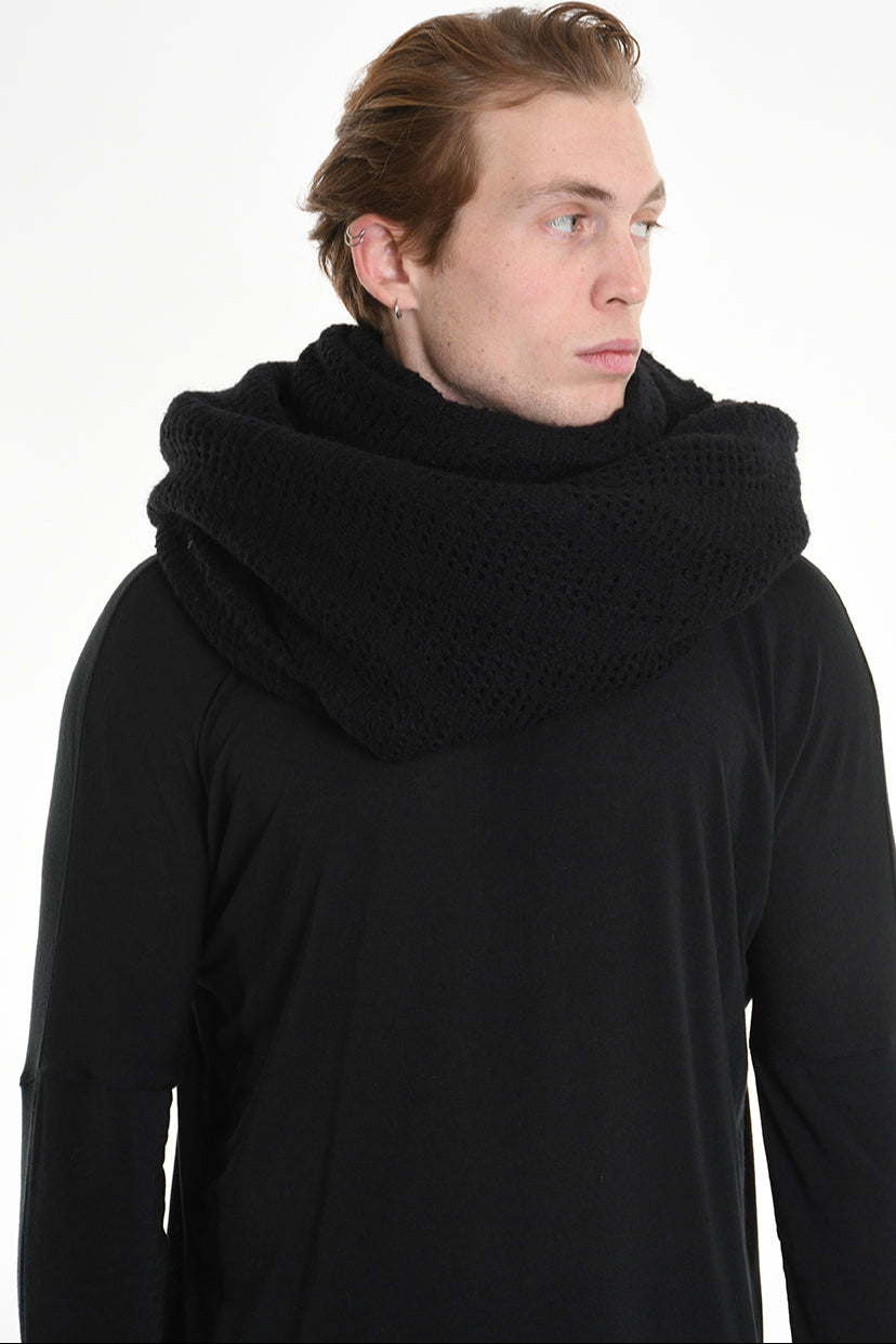3V M1192 SCARF Over Blend Mohair Devore UNISEX Black LA HAINE INSIDE US