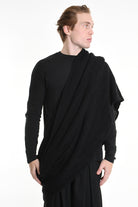 3V M1192 SCARF Over Blend Mohair Devore UNISEX Black LA HAINE INSIDE US