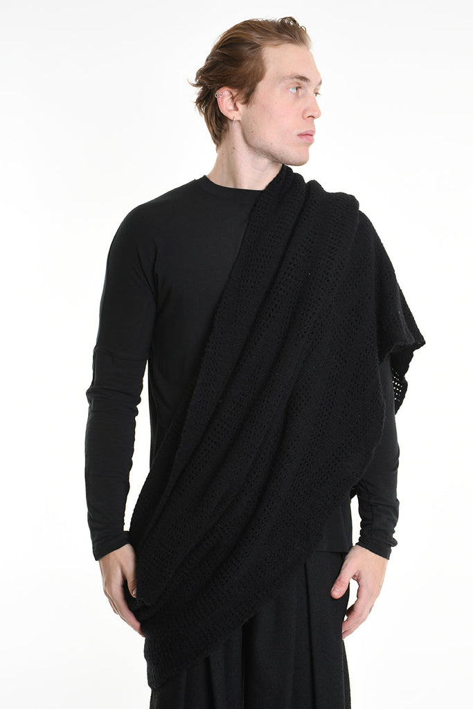 3V M1192 SCARF Over Blend Mohair Devore UNISEX Black LA HAINE INSIDE US