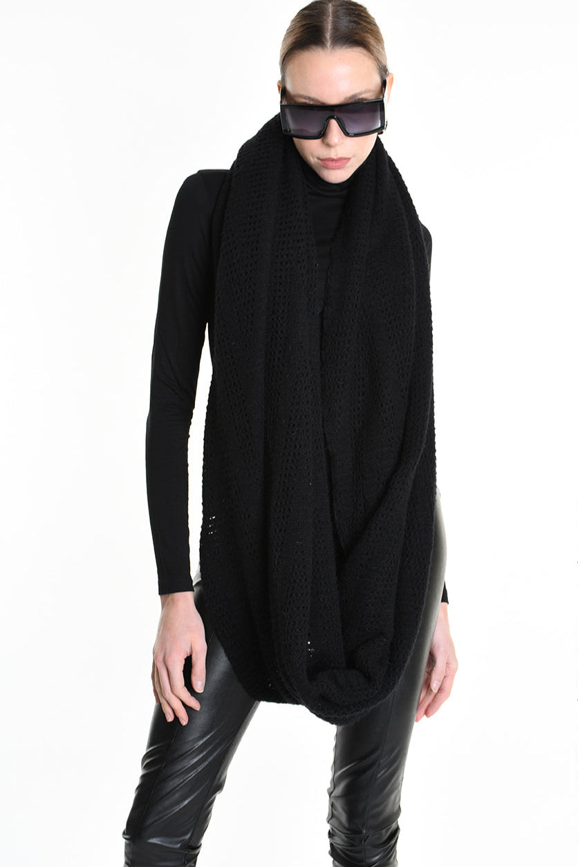 3V M1192 SCARF Over Blend Mohair Devore UNISEX Black LA HAINE INSIDE US