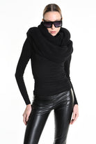 3V M1192 SCARF Over Blend Mohair Devore UNISEX Black LA HAINE INSIDE US