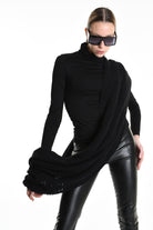 3V M1192 SCARF Over Blend Mohair Devore UNISEX Black LA HAINE INSIDE US