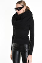 3V M1192 SCARF Over Blend Mohair Devore UNISEX Black LA HAINE INSIDE US
