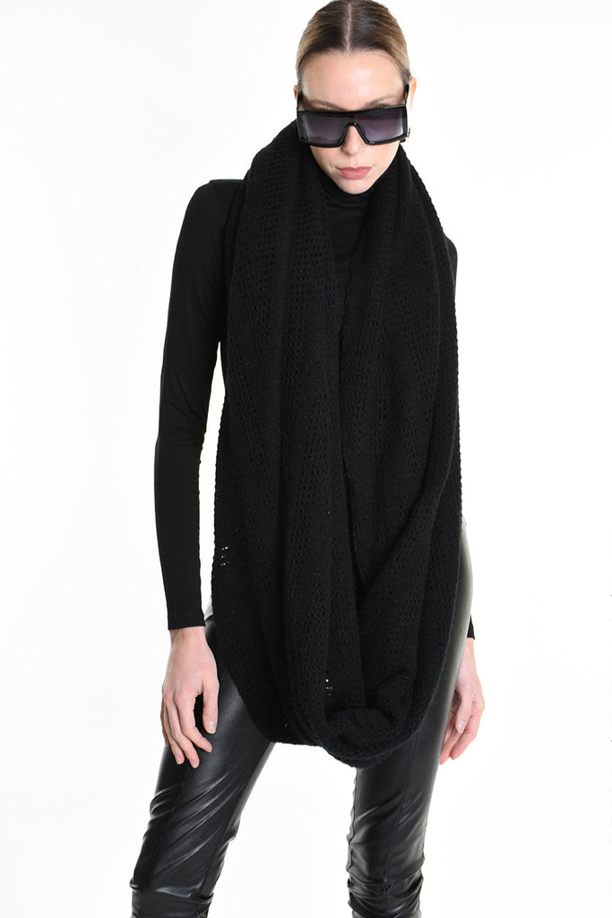 3V M1192 SCARF Over Blend Mohair Devore UNISEX Black LA HAINE INSIDE US