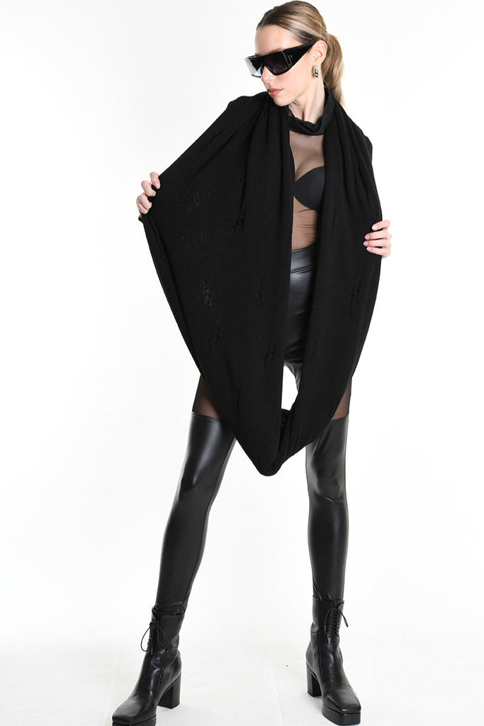 3V M1193 SCARF Over Jersey Micro Breakages UNISEX Black LA HAINE INSIDE US