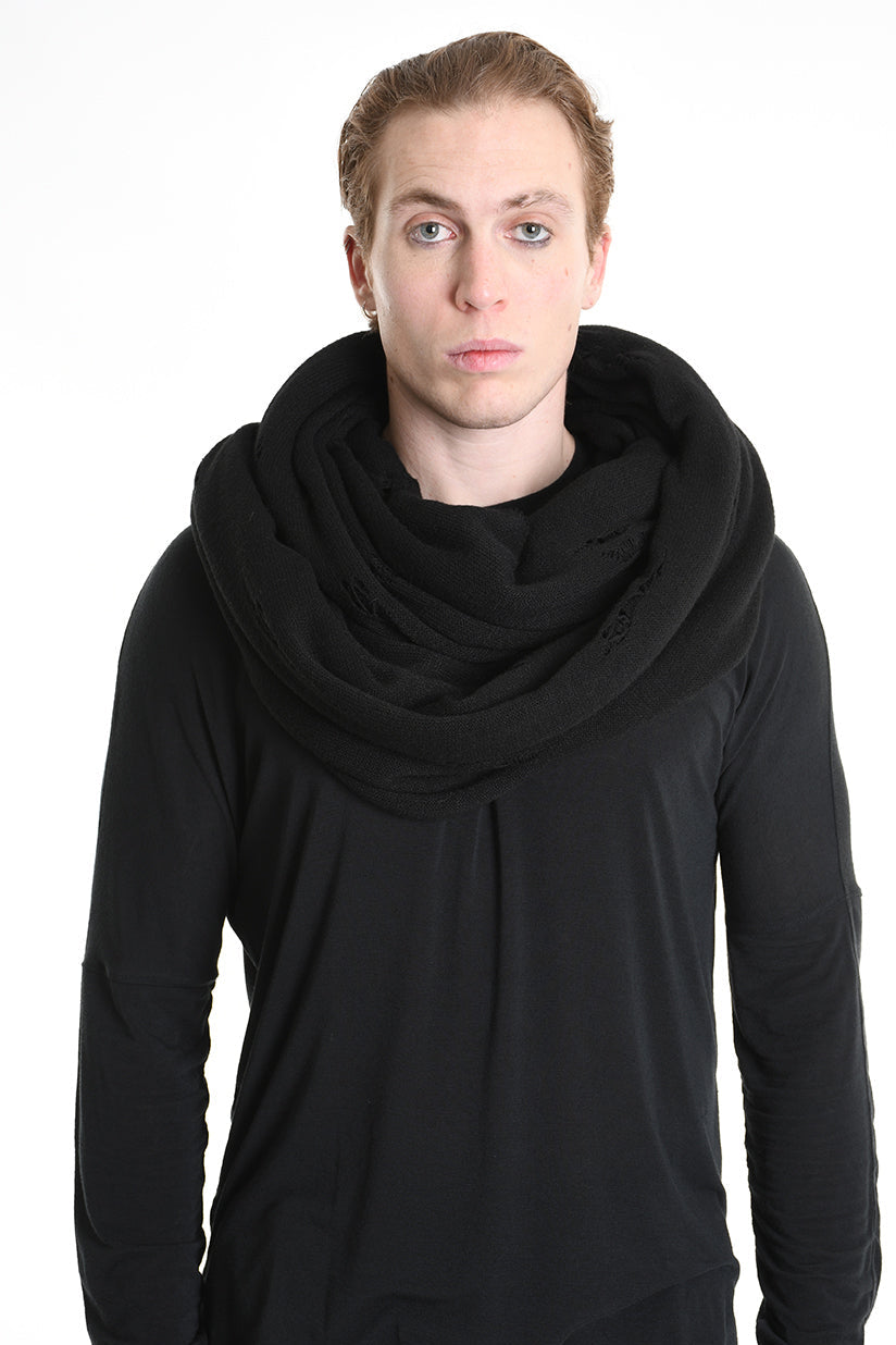 3V M1193 SCARF Over Jersey Micro Breakages UNISEX Black LA HAINE INSIDE US