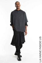 3V M1226 T-Shirt - Gray Oversized Net Cold Dyed Cotton Blend Italian Men's