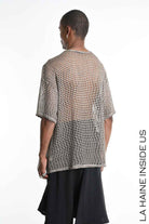 LA HAINE INSIDE US M1226 T-Shirt - Mud Cold Dyed Net Oversized Italian Men's