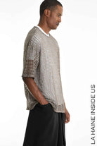 LA HAINE INSIDE US M1226 T-Shirt - Mud Cold Dyed Net Oversized Italian Men's