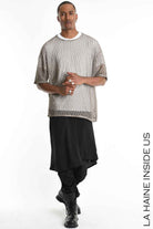 LA HAINE INSIDE US M1226 T-Shirt - Mud Cold Dyed Net Oversized Italian Men's