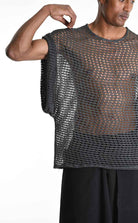 LA HAINE INSIDE US M1227 Sleeveless - Gray Cold Dyed Net Oversized Italian Men's