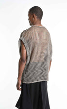 3V M1227 SLEEVELESS Over Net Dyed Cold Mud