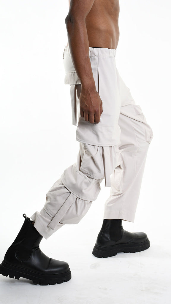 A33Z M100625 TROUSER Cargo Cotton Stretch Ecru.