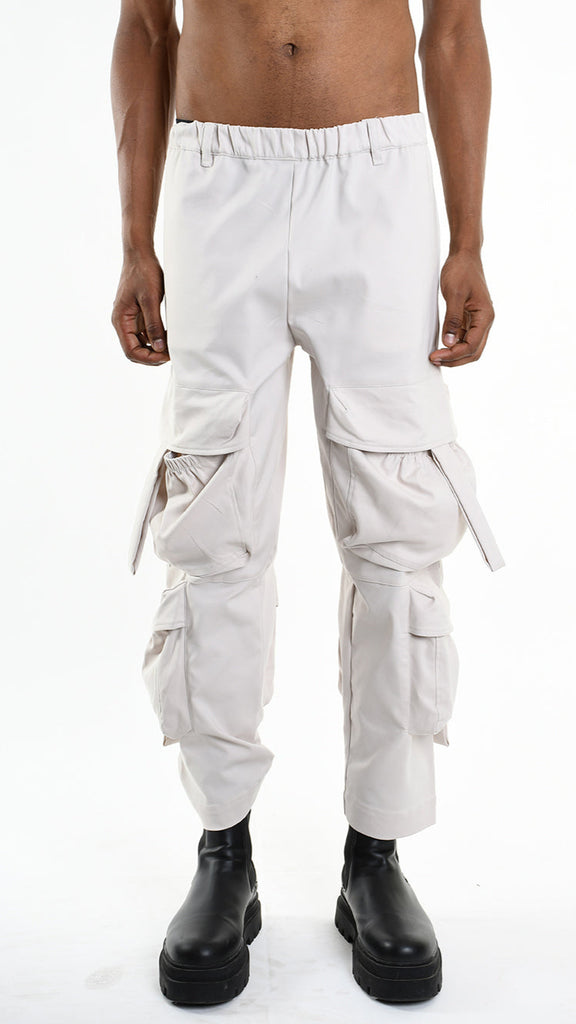 A33Z M100625 TROUSER Cargo Cotton Stretch Ecru.