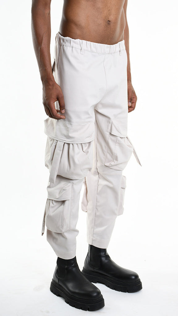 A33Z M100625 TROUSER Cargo Cotton Stretch Ecru.