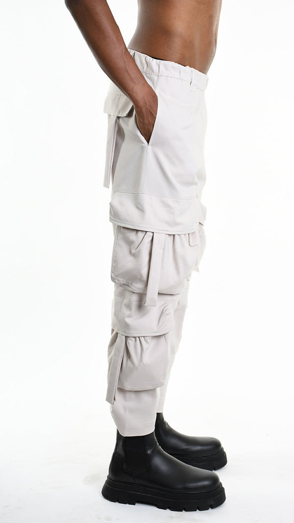 A33Z M100625 TROUSER Cargo Cotton Stretch Ecru.