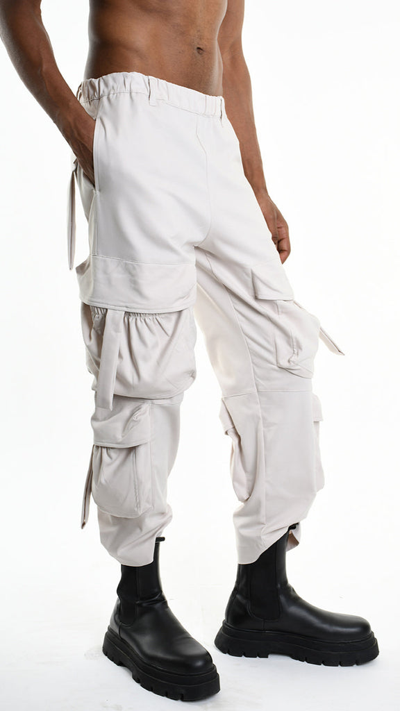 A33Z M100625 TROUSER Cargo Cotton Stretch Ecru.