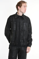 3Z M1107 JEANS JACKET Comfort Fit with Rubberized Coating, Black. LA HAINE INSIDE US