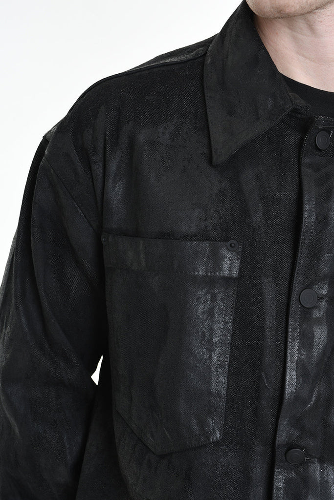 3Z M1107 JEANS JACKET Comfort Fit with Rubberized Coating, Black. LA HAINE INSIDE US