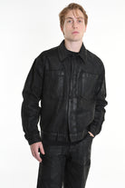 3Z M1107 JEANS JACKET Comfort Fit with Rubberized Coating, Black. LA HAINE INSIDE US
