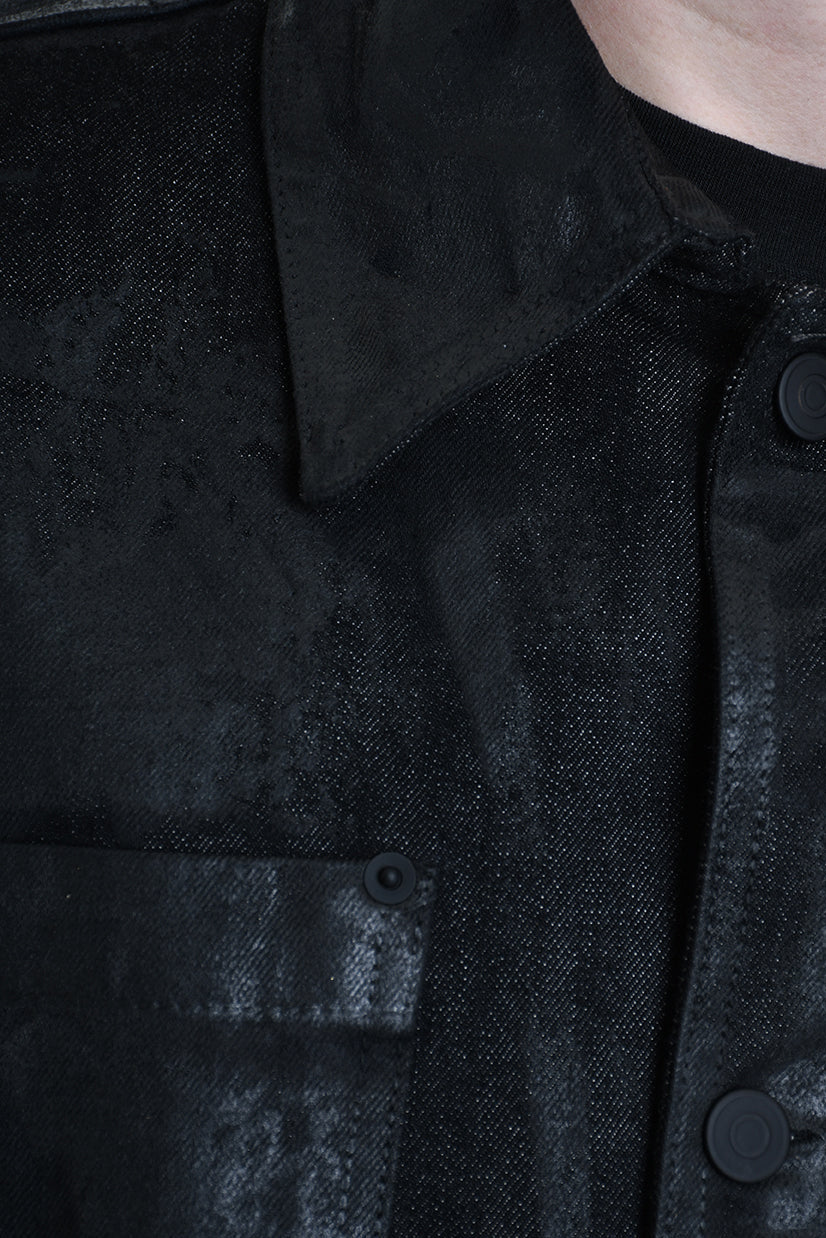 3Z M1107 JEANS JACKET Comfort Fit with Rubberized Coating, Black. LA HAINE INSIDE US