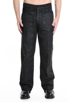 3Z M1108 JEANS Regular Long Rubberized Coating Black MAN LA HAINE INSIDE US