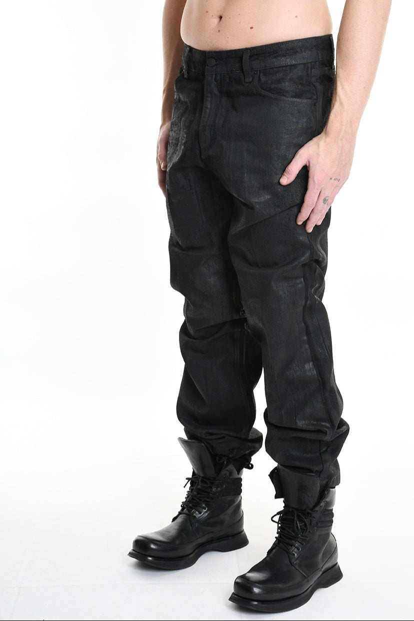 3Z M1108 JEANS Regular Long Rubberized Coating Black MAN LA HAINE INSIDE US