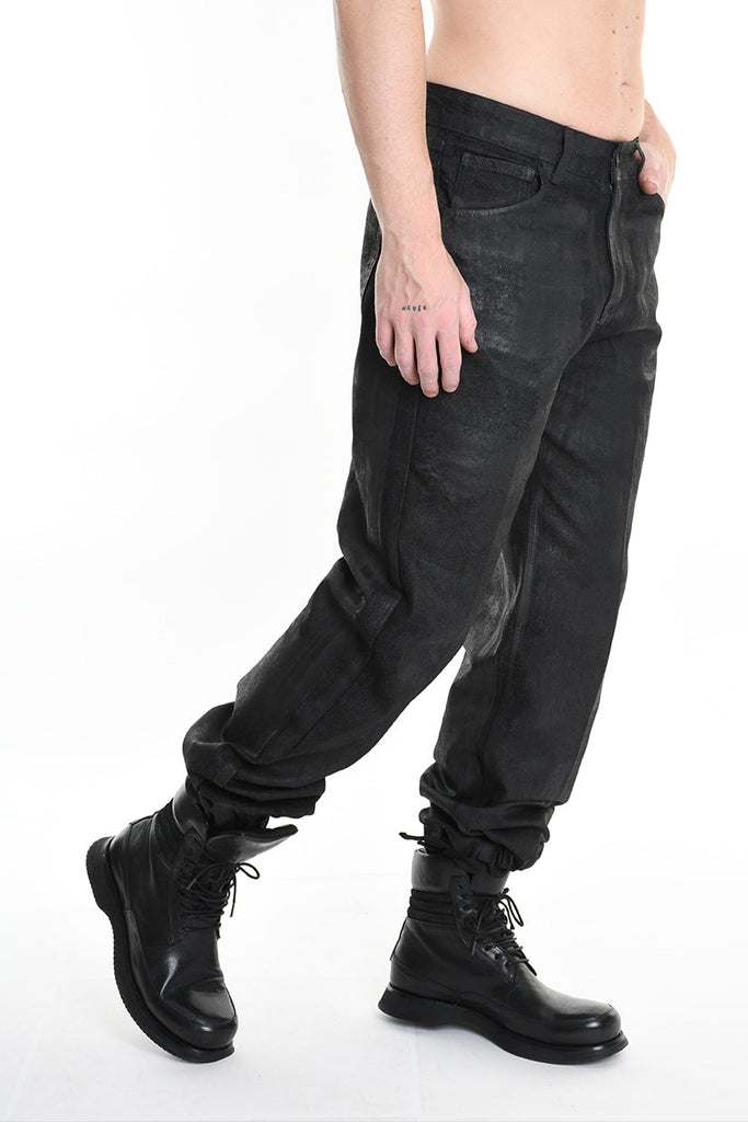 3Z M1108 JEANS Regular Long Rubberized Coating Black MAN LA HAINE INSIDE US