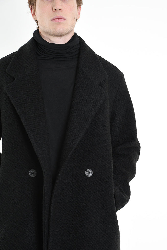 3Z M1113 COAT Comfort Blend Wool Black LA HAINE INSIDE US