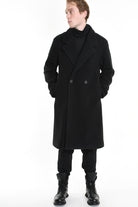 3Z M1113 COAT Comfort Blend Wool Black LA HAINE INSIDE US