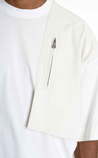 LA HAINE INSIDE US M1214 T-Shirt - White Oversized Cotton Stretch Nylon Panel Italian Men's