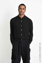 3R M1307 SHIRT Regular Gauze Viscose Black