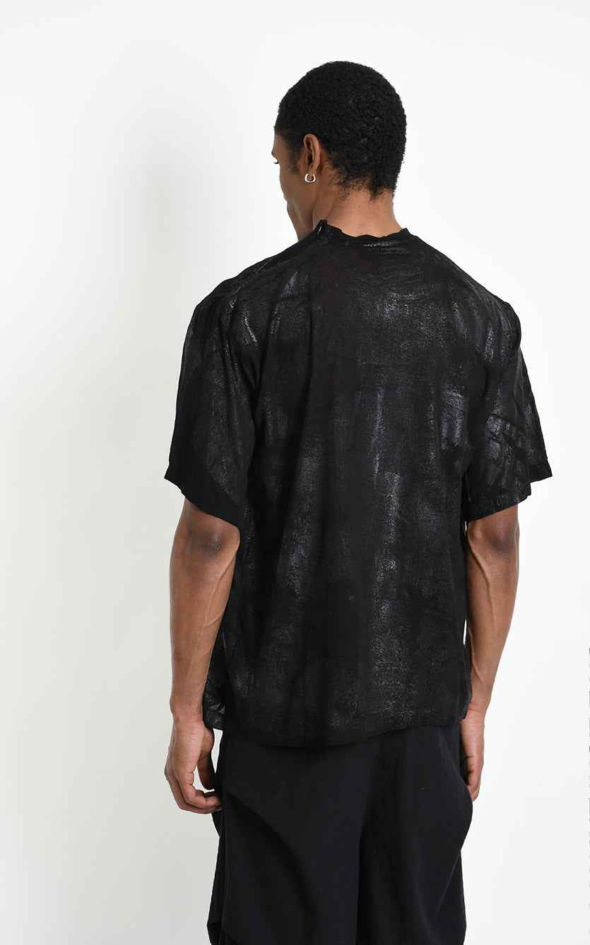 3Z M1311 T-SHIRT Over Viscose Wool Rubberized Coating Black
