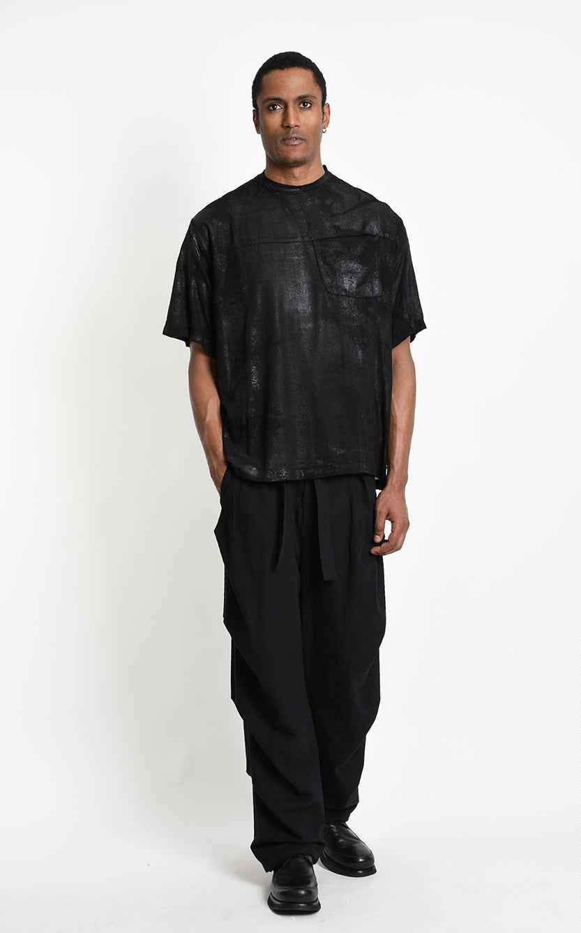 3Z M1311 T-SHIRT Over Viscose Wool Rubberized Coating Black