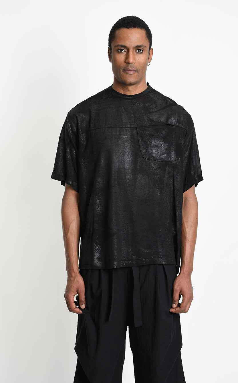 3Z M1311 T-SHIRT Over Viscose Wool Rubberized Coating Black