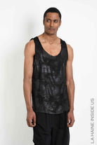 3Z M1312 TANKTOP Oversize Viscose Wool Rubberized Coating Black