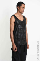 3Z M1312 TANKTOP Oversize Viscose Wool Rubberized Coating Black