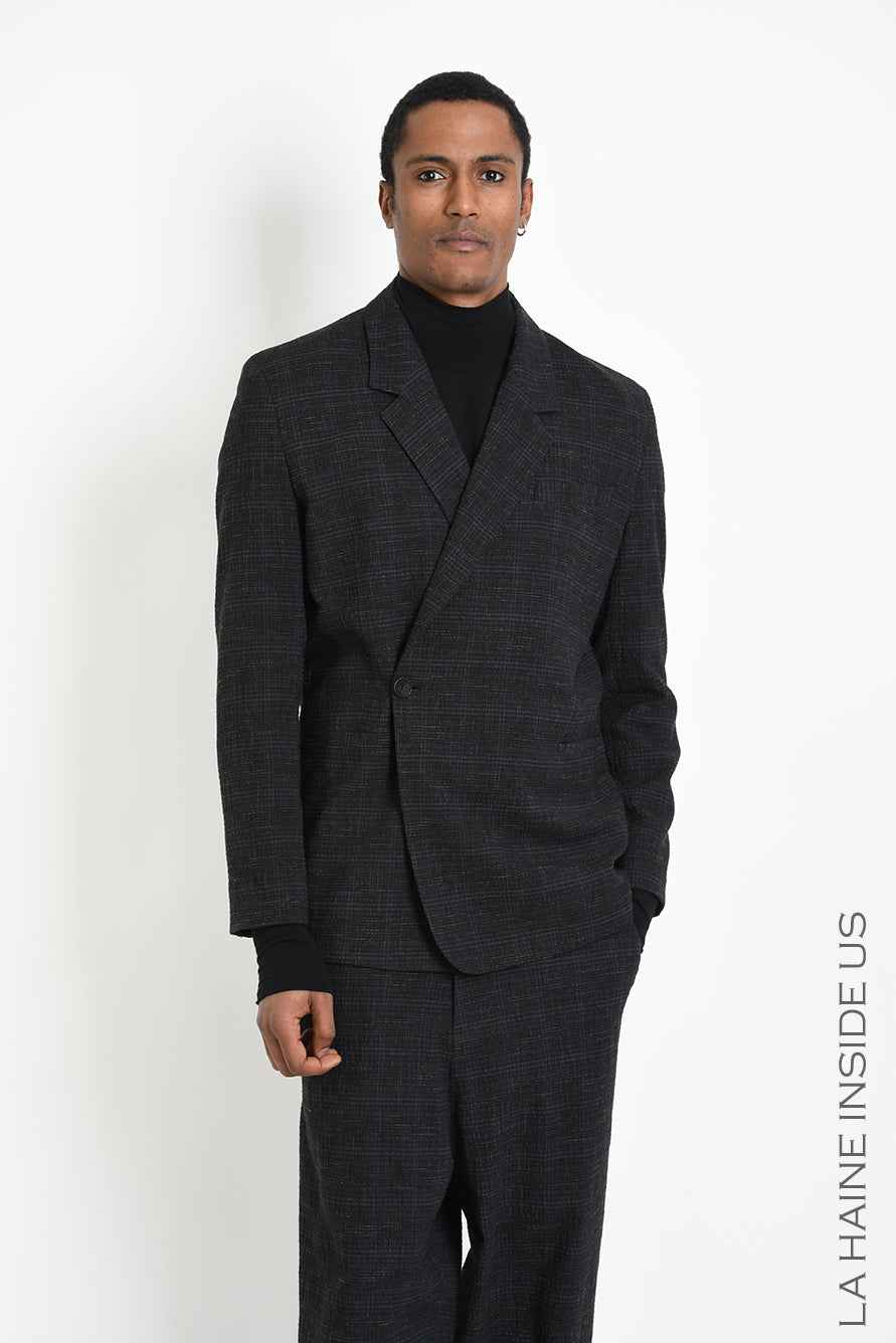 3Z M1314 BLAZER Over Check Blend Cotton Black