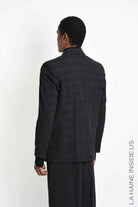 3Z M1314 BLAZER Over Check Blend Cotton Black