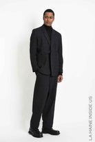 3Z M1314 BLAZER Over Check Blend Cotton Black