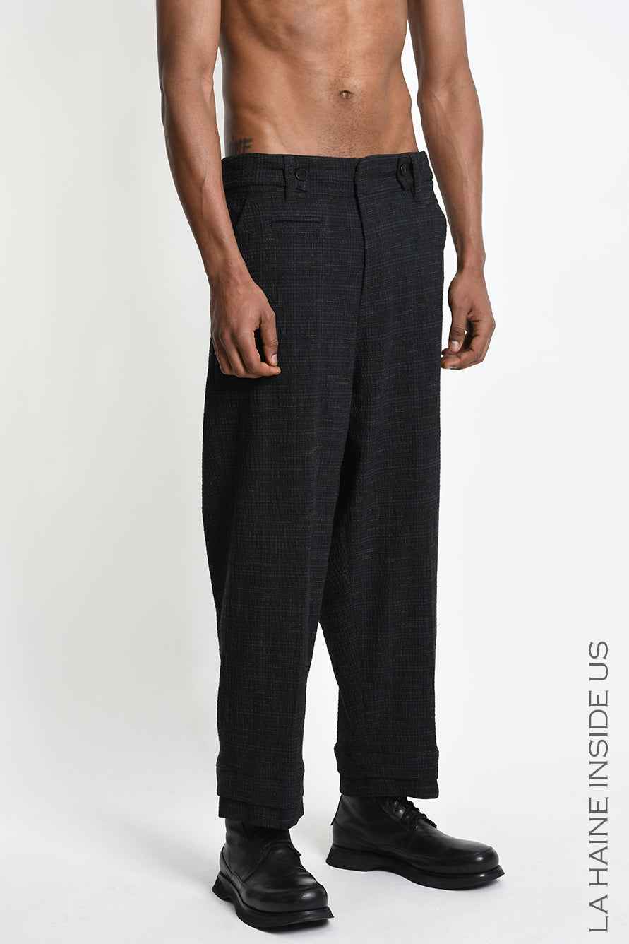 3Z M1315 TROUSER Comfort Check Blend Cotton Black