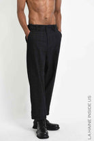 3Z M1315 TROUSER Comfort Check Blend Cotton Black