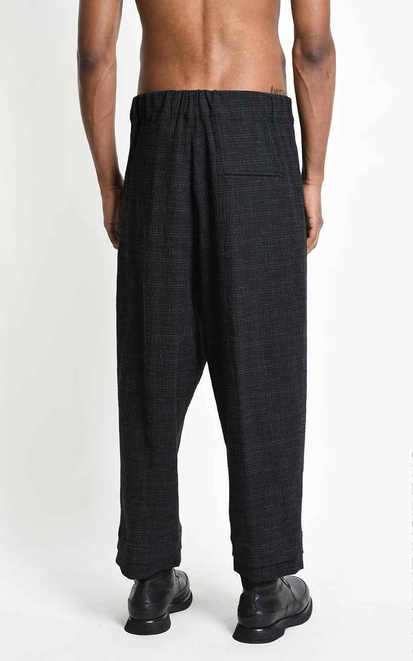 3Z M1315 TROUSER Comfort Check Blend Cotton Black