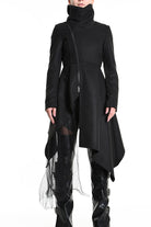 4B W5152 COAT Asymmetric Cloth Lined & Punto Milano Black LA HAINE INSIDE US