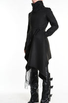 4B W5152 COAT Asymmetric Cloth Lined & Punto Milano Black LA HAINE INSIDE US