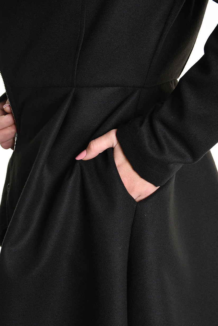 4B W5152 COAT Asymmetric Cloth Lined & Punto Milano Black LA HAINE INSIDE US